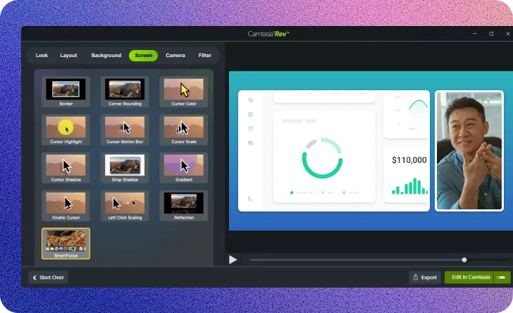 Эффект SmartFocus в Camtasia Rev 2026