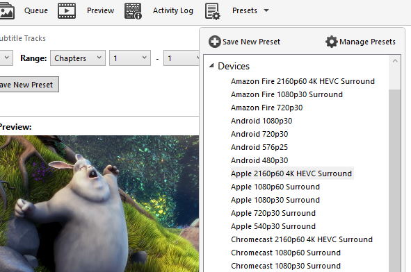 Настройки видео HandBrake