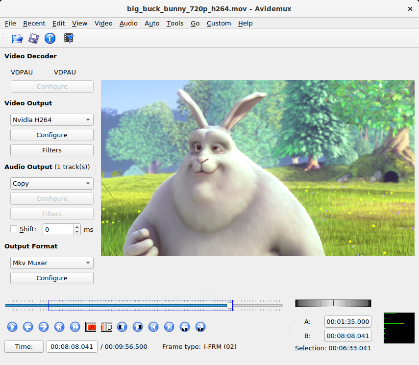 Главное окно Avidemux 2.8
