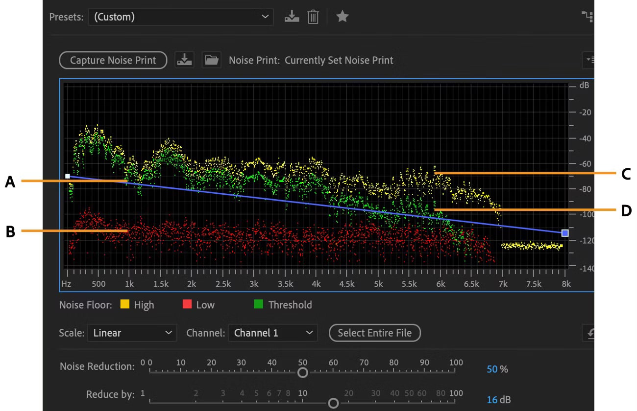 Настройка Noise Reduction в Adobe Audition