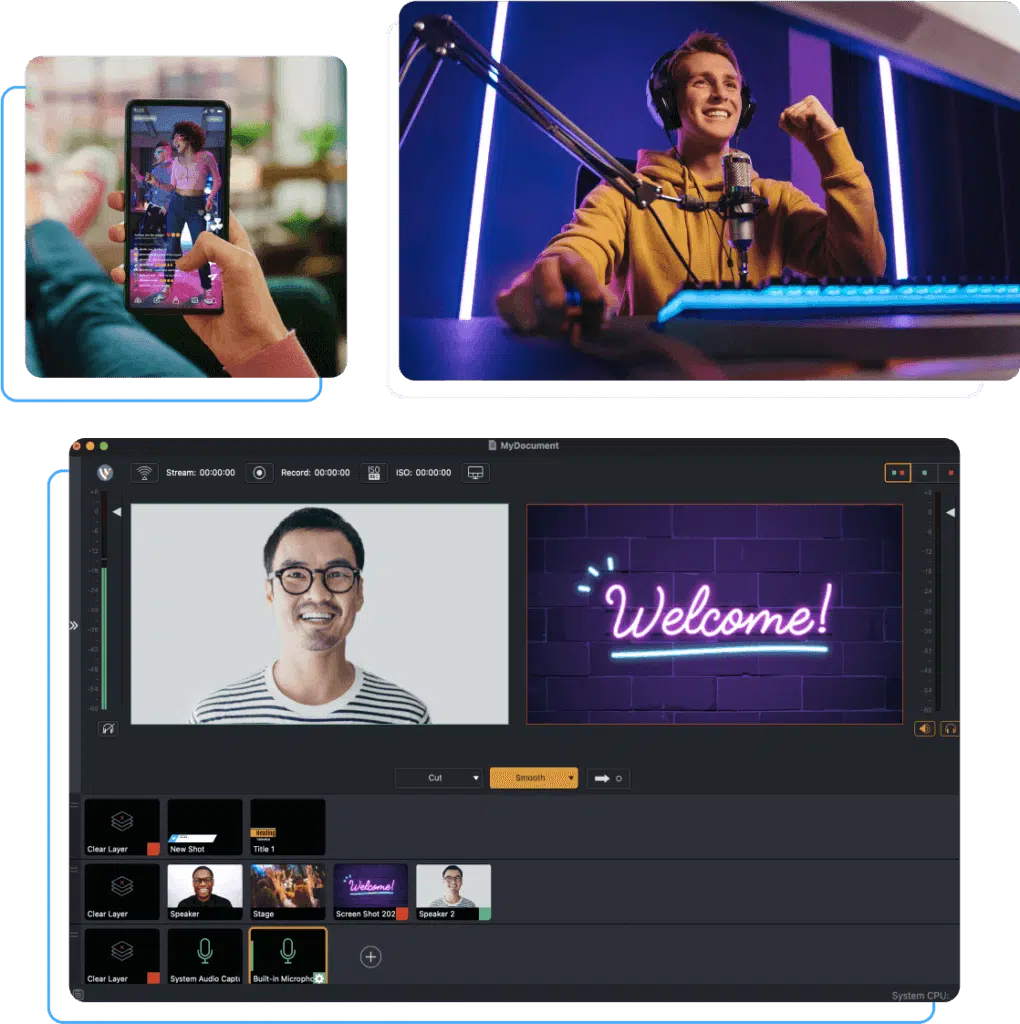 Интерфейс Wirecast
